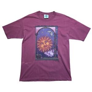 Vintage 90s Sun and Moon Graphic T-Shirt Single Stitch USA Large